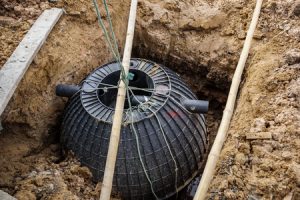 new septic tank being installed