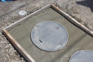 Installation of new septic tank on residential property 