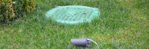 Septic tank in the backyard of a residential property