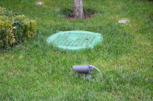 Septic tank in the backyard of a residential property 